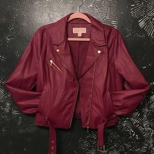 Michael Kors Burgundy Biker Jacket